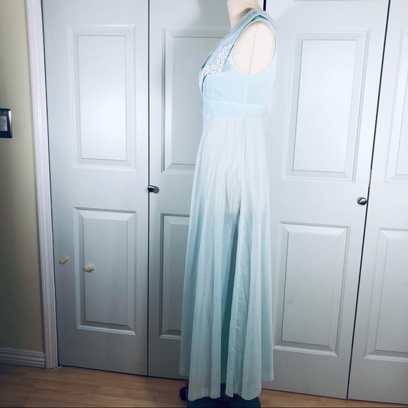 Vintage Ms Rita California Fit & Flare Wide Collar Lace Blue Dress Size S - Picture 5 of 16